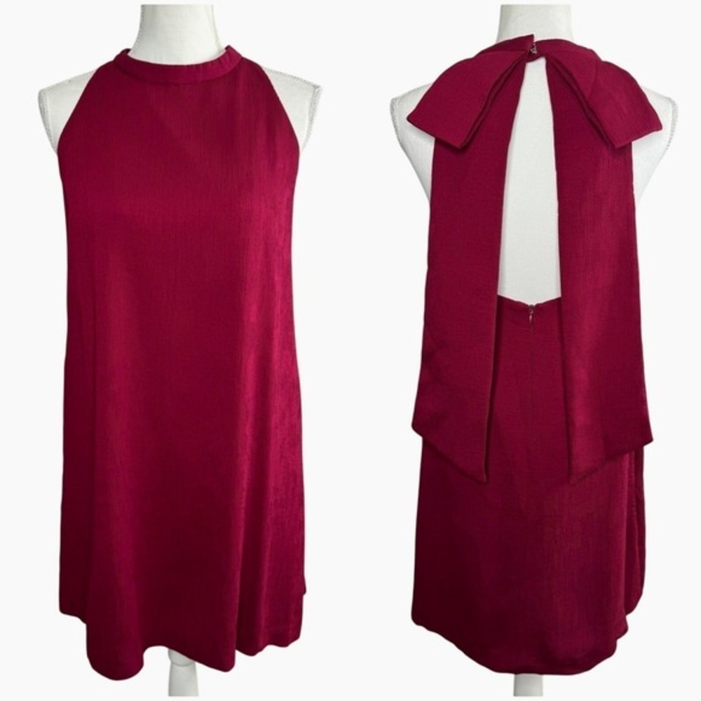 Elliatt Unwrapped Bow Halter Dress Small Backless Sleeveless Party Cocktail Red - Picture 3 of 15